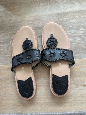 Jack Rogers Original Jack Black Leather Georgica Slide Sandals - Women's